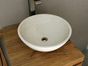 Aufsatzwaschbecken TERRAZZO Schüssel Ø40xH12 cm Harz-Zement weiß