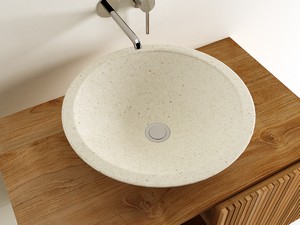 TERRAZZO Countertop Cone-Shaped Washbasin Ø40xH12 cm in White Resin- Concrete