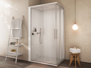 Shower Enclosure And Steam Mellow 120X80 Chrome Left Angle Installation