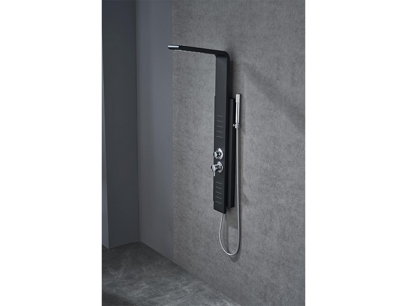 Colonne de douche Mia 2 jets hydro acier inoxydable chrome/noir mat