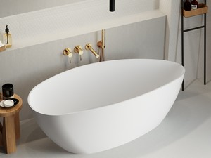 Lucerna Freestanding Bath 156X71 cm Without Overflow Marble Resin Matt White