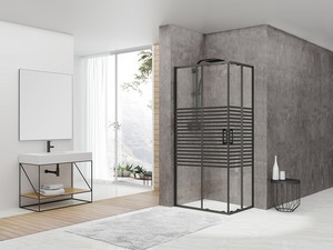 Arek Shower Box 70X90 H190 Sliding Doors Sp 6mm Screen-Printed Transp Matt Black