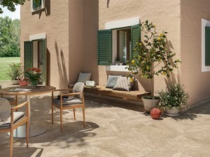 Elegance Travertino Beige Out 60x60 Outdoor Porcelain Tile 3D Marble Effect