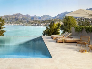 Elegance Travertino Ivory Out 60x60 Outdoor Porcelain Tile 3D Marble Effect