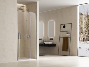 ERA Pivot Swing Shower Door for 100 cm Ext 99/100 Right 8 mm Glass Panels and Profiles with a Brushed Stainless Steel Finish