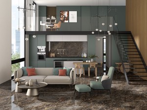 Fliese Imperiale Gold 60x120 Feinsteinzeug Marmoroptik 3D Braun poliert glänzend