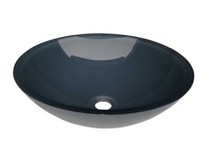 AUFSATZWASCHBECKEN PUREGLASS KRISTALL SCHALE Ø42X14 cm DUNKEL BLAU