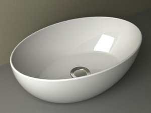 Piuma Ellipse Washbasin 45X30 H14 White Ceramic