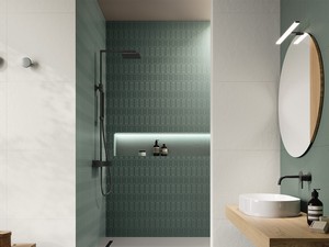 Mosaïque Mykonos Archi Verde 33,4x22 grès cérame effet résine vert sauge