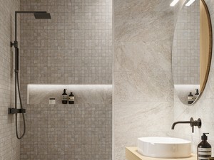 Mosaïque Nepal White 30x30 grès cérame effet quartzite blanc