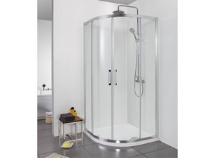 Cabine de douche d'angle Neptum 90x90 h190 Ext 88/90 portes coulissantes verre transparent chrome 6 mm