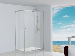 Cabine de douche d'angle Neptum 70x90 h190 Ext 67,5/69,5 - 87,5/89,50 portes coulissantes verre transparent 6 mm chromé