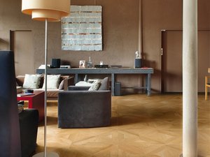 Coffered parquet in natural brushed varnished oak - Jura Natural