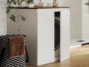 Qubo 2-Doors Washing Machine Cabinet Matrix White with Sherwood Top