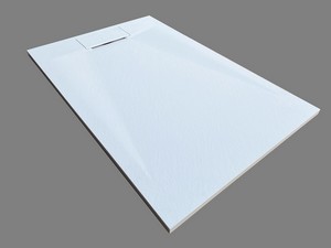 Rune Shower Tray 100X80 cm In Fiberglass Stone Effect White Finish