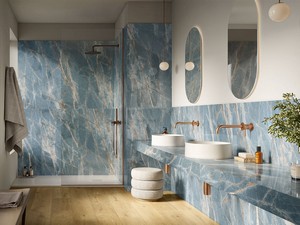 Samarcanda Sky Tile 60x120 Marble Effect Stoneware Polished Light Blue