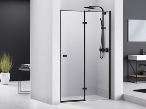 Chakra Shower Hinged Door Pivot 120 H195 Right Side Opening transp./Black Matt