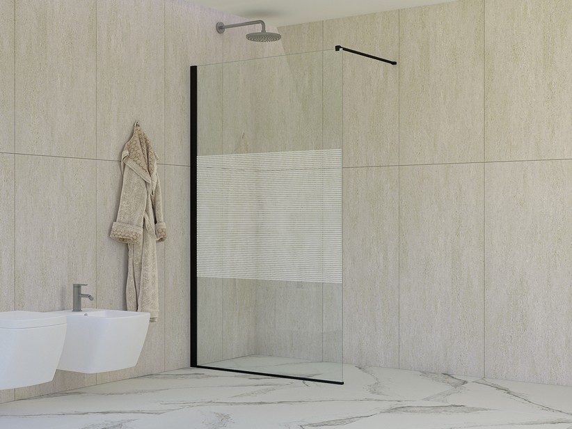 WalkIn Miro' 100 cm Cristalli 6 mm Trasparenti con Strisce Orizzontali