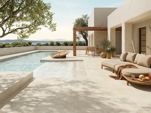 Sakkara White Xout Ivory Stoneware Outdoor Porcelain Tile 40X120 Thickness 20mm